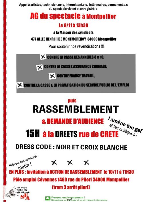 Contre France travail et contre les économies demandées par le gouvernement et le medef sur le dos de TOUS les chômeurs.