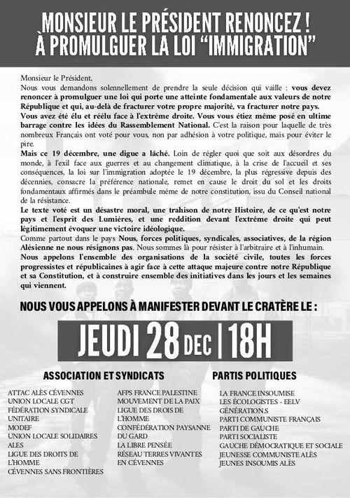 Manifestation contre la loi immigration !