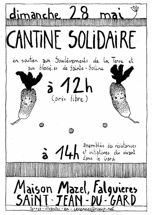  Cantine de soutien aux Soulèvements de la Terre et assemblée des collectifs en lutte