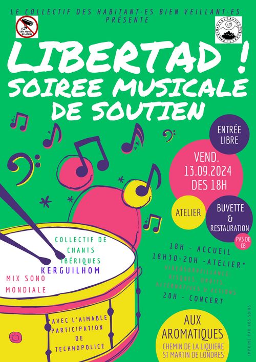 Libertad ! Soirée de soutien au collectif qui lutte contre les camrés de vidéo-surveillance à St Martin de Londres