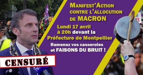 Manif'action contre l'allocution de Macron - 20h devant la préfecture de Montpellier 