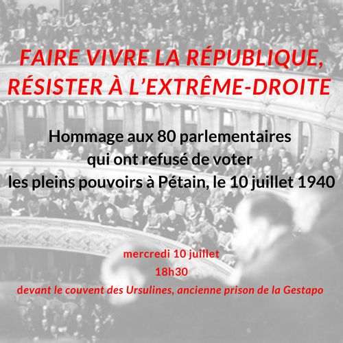 Faire vivre la République, résister à l'extrême droite - Hommage aux "80" et aux martyrs de la Résistance