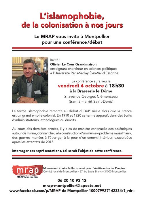 Conférence "L'islamophobie de la colonisation à nos jours"