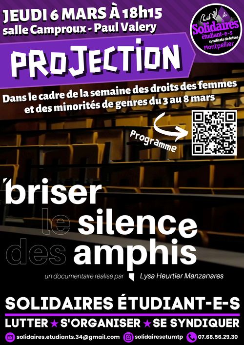 Projection/Débat autour du Film "Briser le silence des amphis" de Lyza Heurtier Manzanares