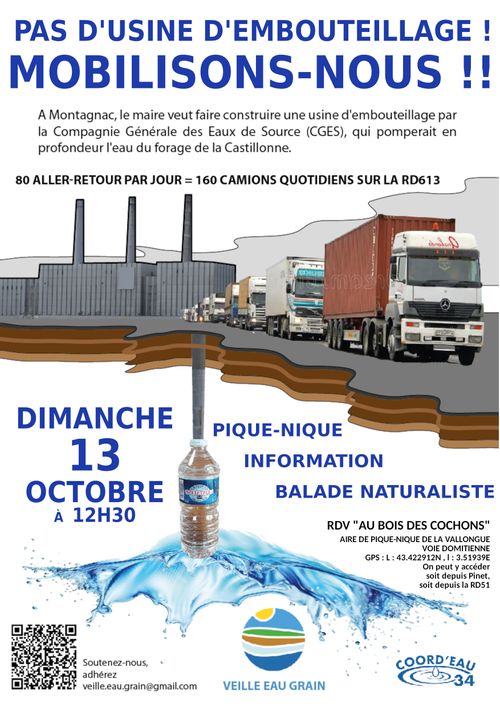 Contre l'usine d'embouteillage à Montagnac : MOBILISONS-NOUS !